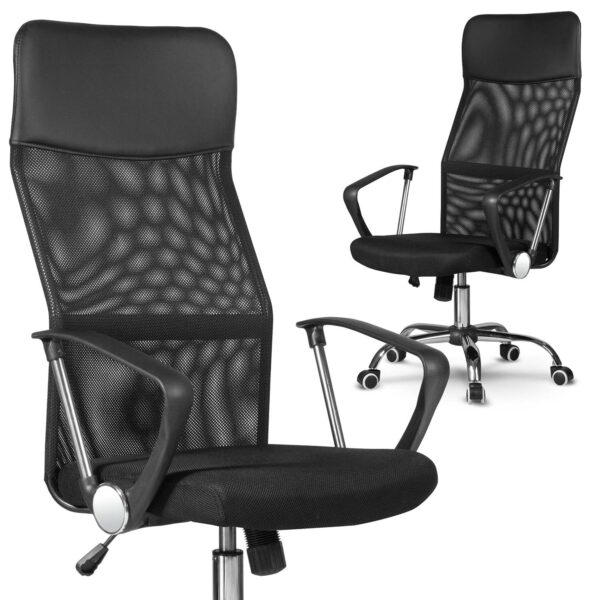 Fotel biurowy obrotowy krzesło biurowe mikrosiatka czarny
